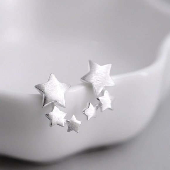 NEW 925 Sterling Silver Star Stud Earrings - Picture 2 of 5